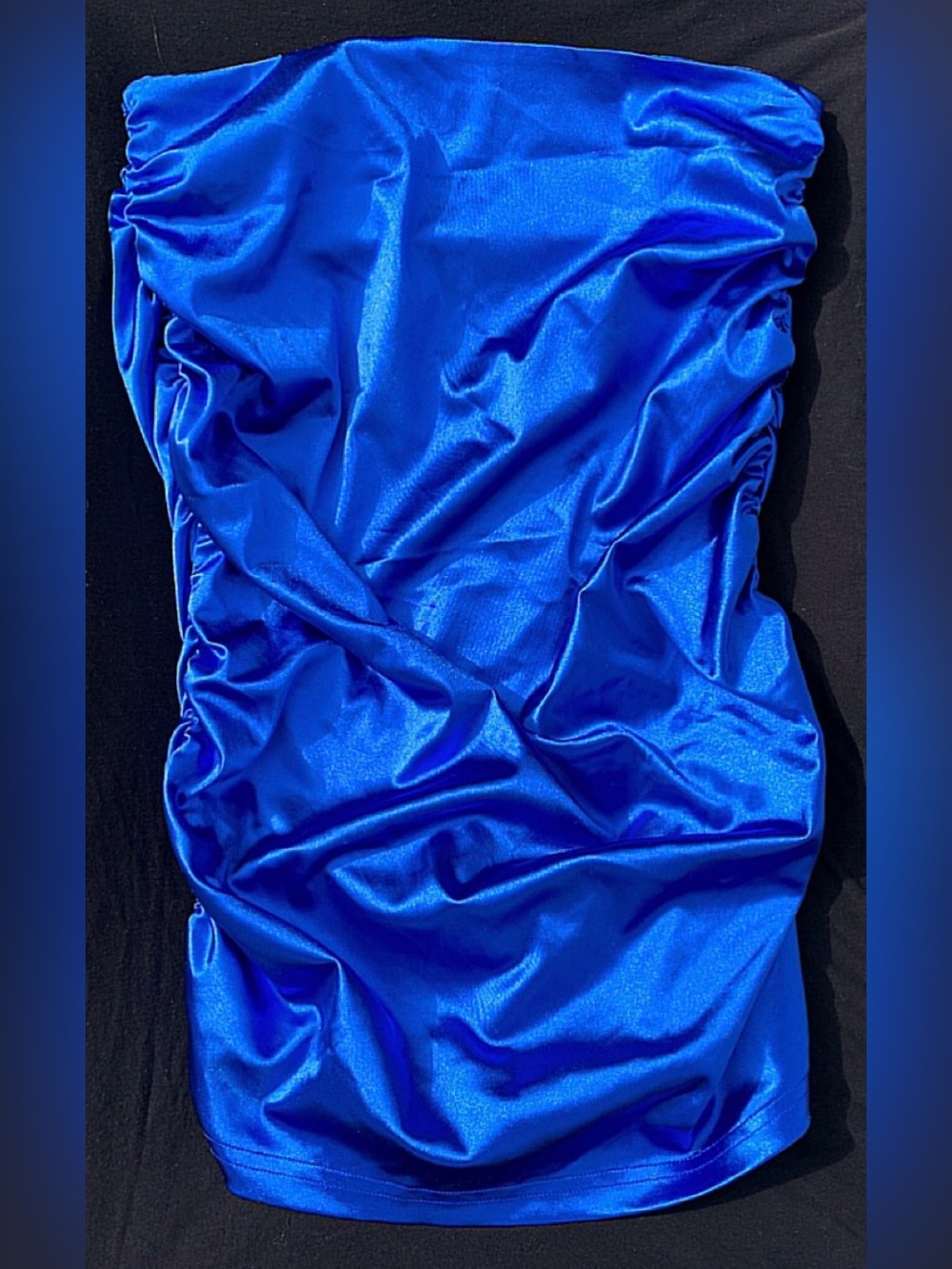 SHEIN Royal Blue Satin Ruched Strapless Tube Top XL